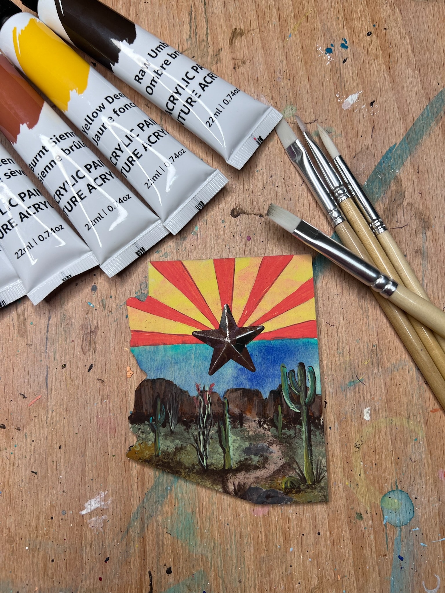 Arizona State Shape — Flag & Star