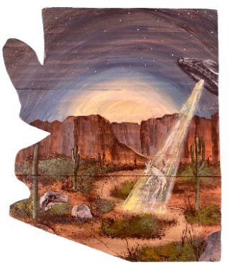 Arizona State Shape Wall Art — UFO Donkey Abduction