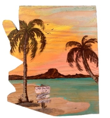 Arizona State Shape Wall Art — Lake Havasu Beach Scene
